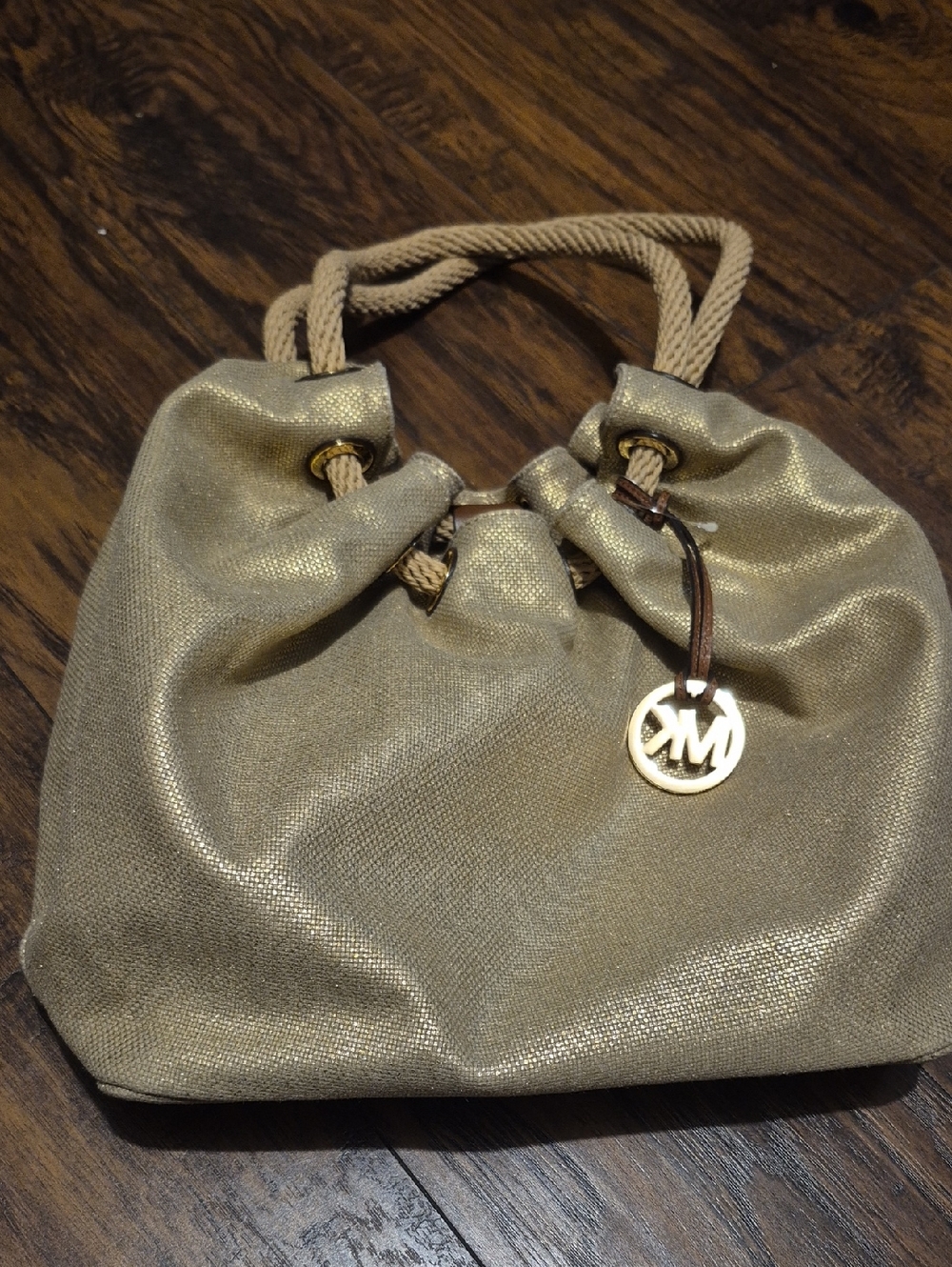 Michael Kors Shimmering Gold Drawstring Shoulder Bag
